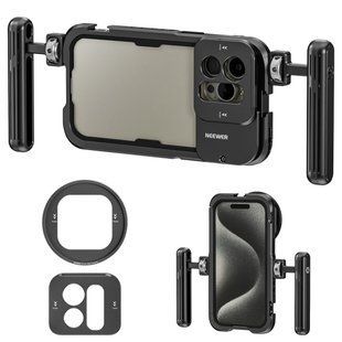Клітка рамка для смартфона NEEWER PA024 із подвійними бічними ручками, адаптером для фільтра об&rsquo;єктива, для iPhone 15 Pro Max 050306.1 фото