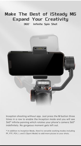 Универсальный стабилизатор видеосъемки Hohem iSteady M6 KIT для смартфона с подсветкой и датчиком слежения 060101 фото