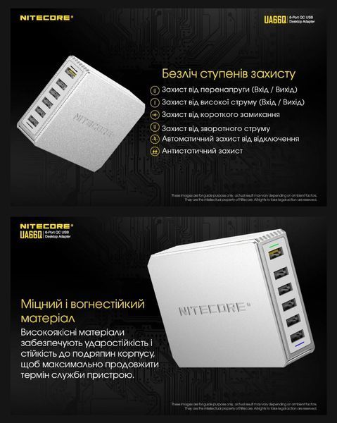 Nitecore UA66Q Шестиканальний USB зарядний пристрій USB хаб