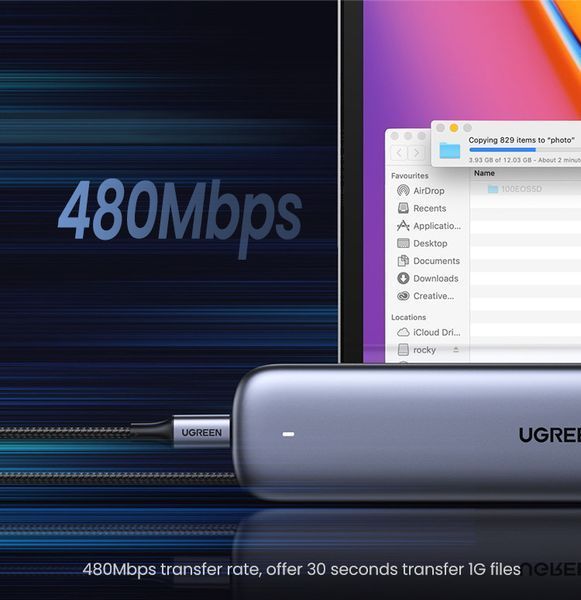 Кабель швидкого заряджання UGREEN US316 від USB Type-C до USB Type-C 100 Вт 50см 100808 фото