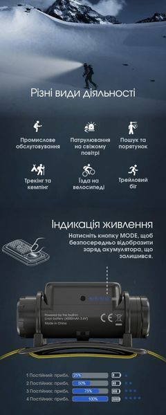 Налобний ліхтар з датчиком наближення Nitecore NU50 (USB Type-C, 1400 Люмен, 130м) 010215 фото