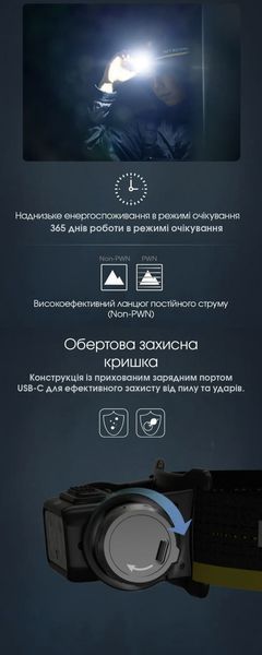 Налобний ліхтар з датчиком наближення Nitecore NU50 (USB Type-C, 1400 Люмен, 130м) 010215 фото