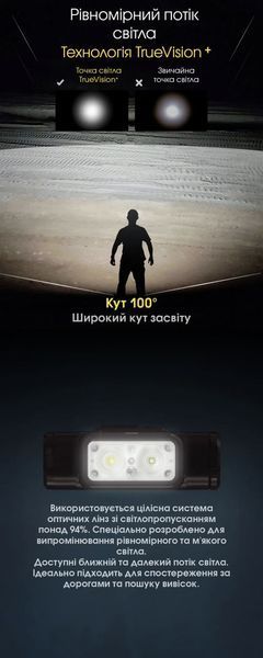 Налобний ліхтар з датчиком наближення Nitecore NU50 (USB Type-C, 1400 Люмен, 130м) 010215 фото