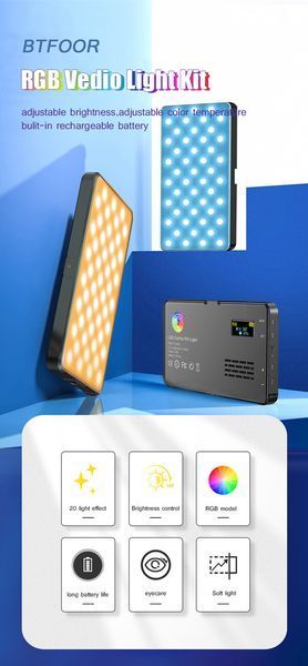 Накамерне світло світлодіодна панель CL-120 RGB із регулятором яскравості та 20 світлоефектами (2500-9000K, 3300мАг) 100508.2 фото