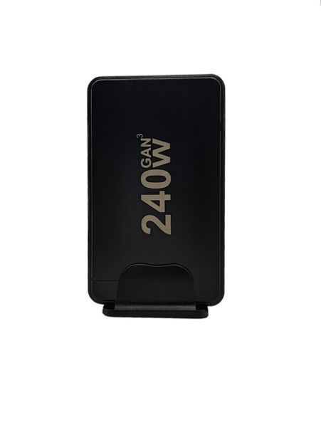 Настільний USB зарядний пристрій хаб 8в1 240W GaN Black (4*USB Type-C, 4*USB Type-A, швидка зарядка) 120101 фото