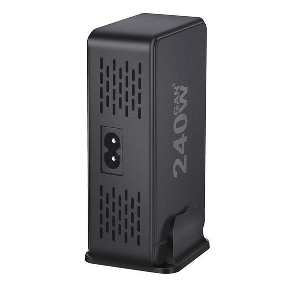 Настільний USB зарядний пристрій хаб 8в1 240W GaN Black (4*USB Type-C, 4*USB Type-A, швидка зарядка) 120101 фото