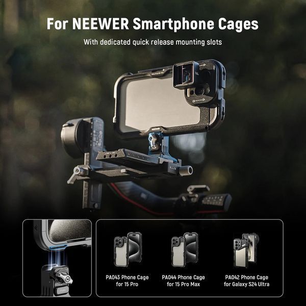 Быстросъемный крепеж на штатив Neewer PA063 для клеток для смартфона 2-го поколения с отверстиями 1/4" и 3/8" 10104007 фото