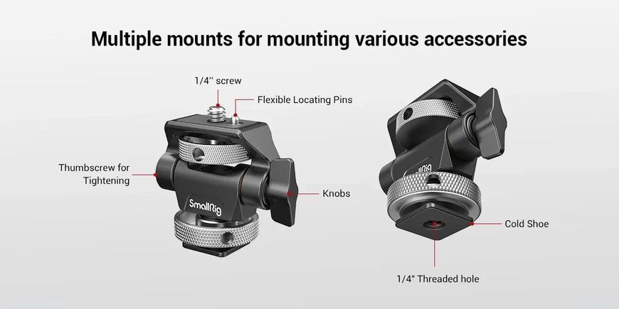 Швидкоз&rsquo;ємний тримач для монітора SmallRig 2905B з можливістю повороту та нахилу з кріпленням холодний черевик