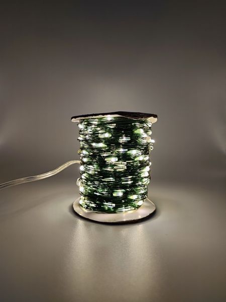 Гірлянда роса 200м 2000LED водостійка (IP44) тепле біле світло, зелена основа 130107.1 фото