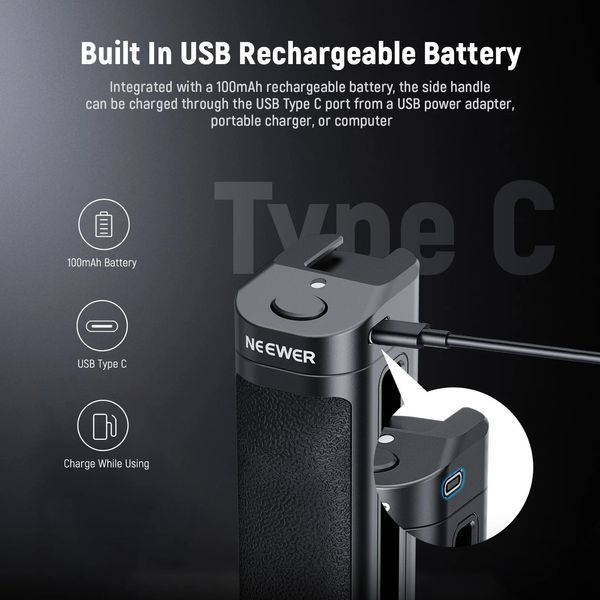 Бічна ручка Neewer PA028E з Bluetooth кнопкою, тримачем для смартфона до 82мм та тримачем SSD 10103501 фото