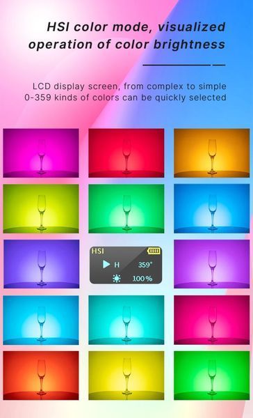 Накамерне світло світлодіодна панель ULANZI VL120 RGB Black із регулятором яскравості та 20 світлоефектами (2500-9000K, 3100мАг)