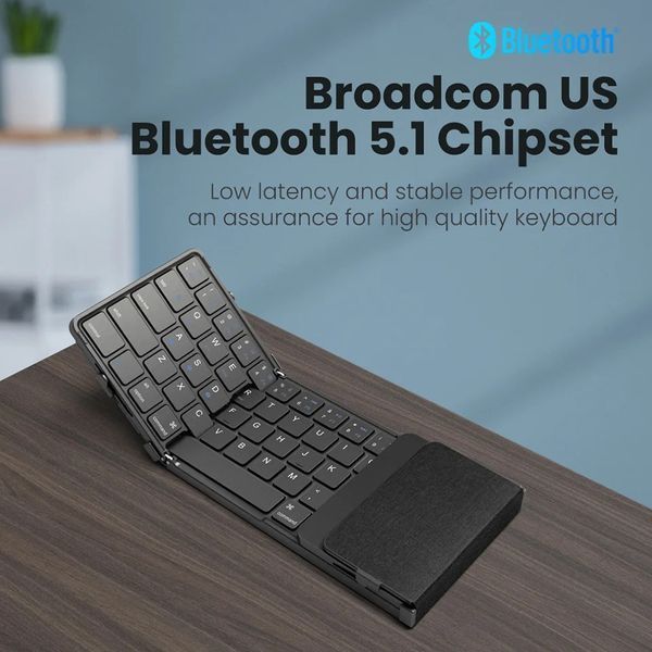 Трискладна перезаряджувана бездротова Bluetooth 5.1 клавіатура Avatto з сенсорною панеллю для Windows Phone PC (EN) + наліпки УКР