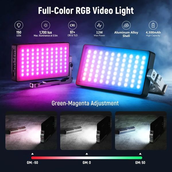 Накамерне відеосвітло світлодіодна панель Neewer SL90 Pro RGB для зйомок (2500К-10000К, APP застосунок) 10105170 фото