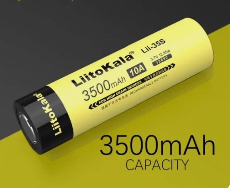Аккумулятор литий-ионный 18650 LiitoKala Lii-35S емкостью 3500мАч с плоским контактом 10A 3,7V набор 2 штуки 100820 фото