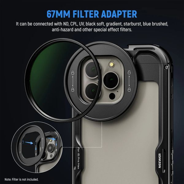 Клітка рамка корпус другого покоління для смартфона NEEWER PA044 для iPhone 15 Pro Max комплект з 2 швидкоз'ємними ручками PA045B