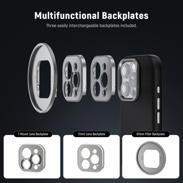 Чохол Neewer PA084P Black для iPhone 16 Pro Max з адаптерами для об'єктивів 17мм, фільтрів 67мм і Т-байонетом