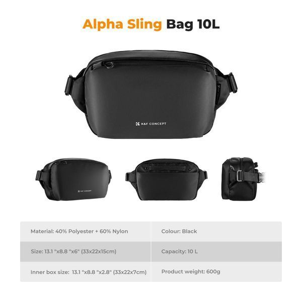 Портативная водонепроницаемая сумка на одно плечо для фотоаппарата K&F Concept Alpha Camera Sling Bag 10л Blac KF13.157V1 фото