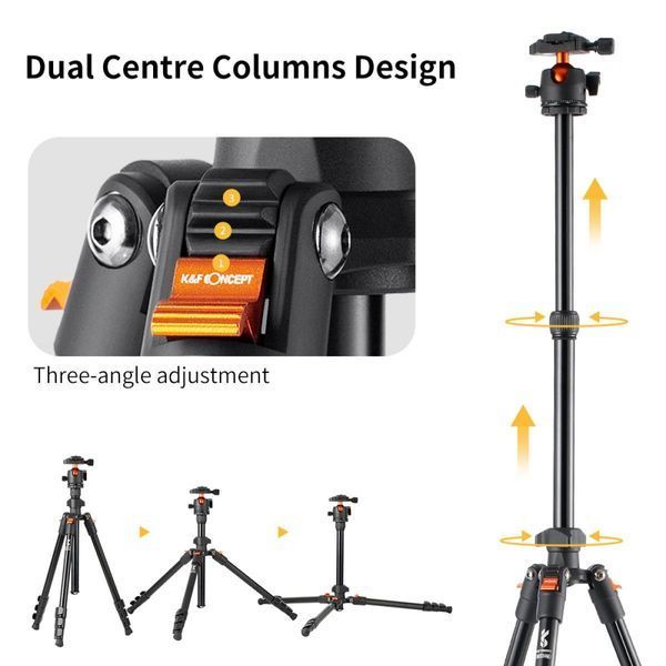 Професійний штатив для камери K&F Concept K234A0+BH-28 (висота 1,6м, вантажопідйомність 8кг) (KF09.101V1) KF09.101V1 фото