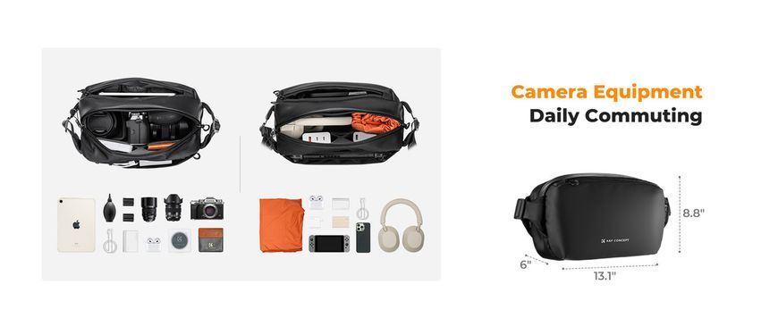 Портативная водонепроницаемая сумка на одно плечо для фотоаппарата K&F Concept Alpha Camera Sling Bag 10л Blac KF13.157V1 фото