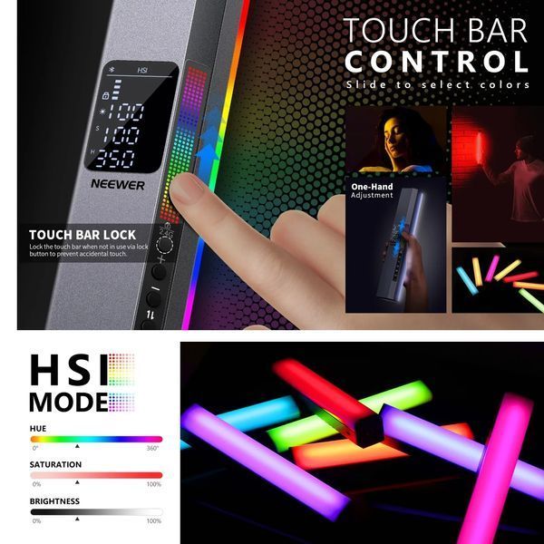 Магнитная ручная лампа для фото- видеосъемок NEEWER RGB1 10Вт 25см с APP управлением 10101412 фото