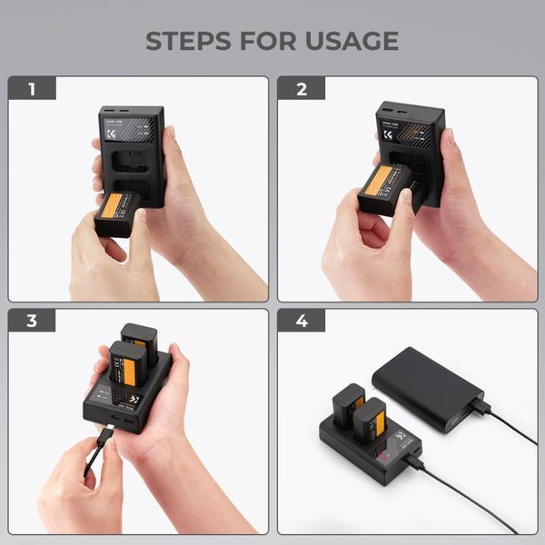 Комплект из двух аккумуляторов 1100mAh и двухканального зарядного устройства K&F Concept NP-FW50 для камер Sony (KF28.0015) KF28.0015 фото