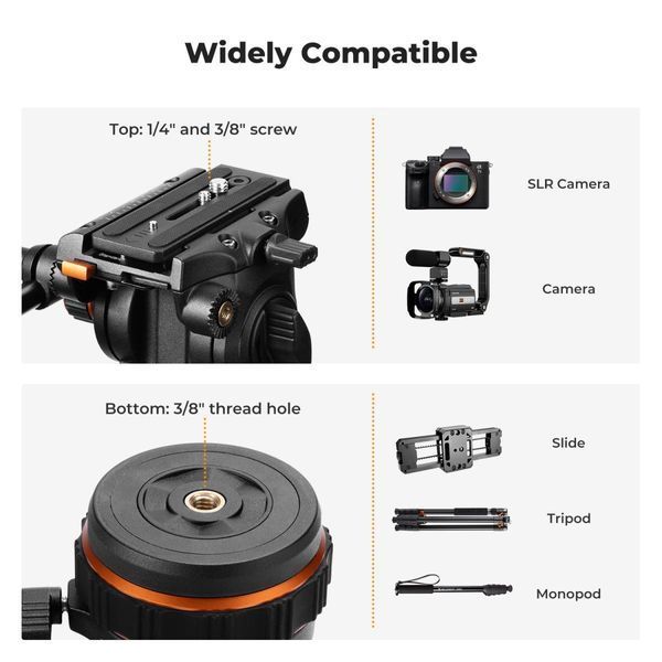 Профессиональный штатив трипод с жидкостной головкой K&F Concept VA3+BV20 серии DV 1,91м (KF09.148) KF09.148 фото