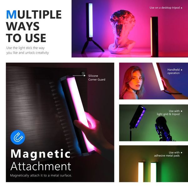 Магнитная ручная лампа для фото- видеосъемок NEEWER RGB1 10Вт 25см с APP управлением 10101412 фото