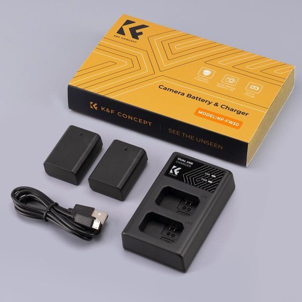 Комплект из двух аккумуляторов 1100mAh и двухканального зарядного устройства K&F Concept NP-FW50 для камер Sony (KF28.0015) KF28.0015 фото