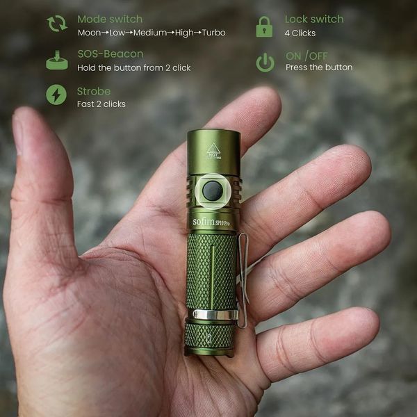 Потужний ручний міні-ліхтарик Sofirn SP10 Pro чорний (900 Люмен, 119м) 040101 фото