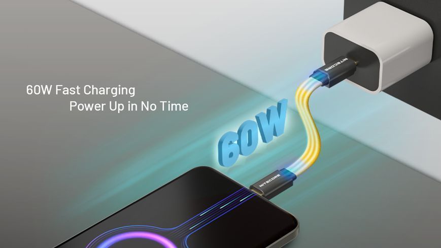 Кабель Nitecore NLink10 USB-C - USB-C с магнитной крепью и поддержкой быстрой зарядки PD+QC, 60Вт 011212.1 фото