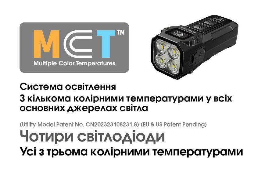 Надпотужний наключний ліхтар із OLED дисплеєм Nitecore TUP2 MCT, чорний (1200лм,125м, 1300мАг) 010312.1 фото