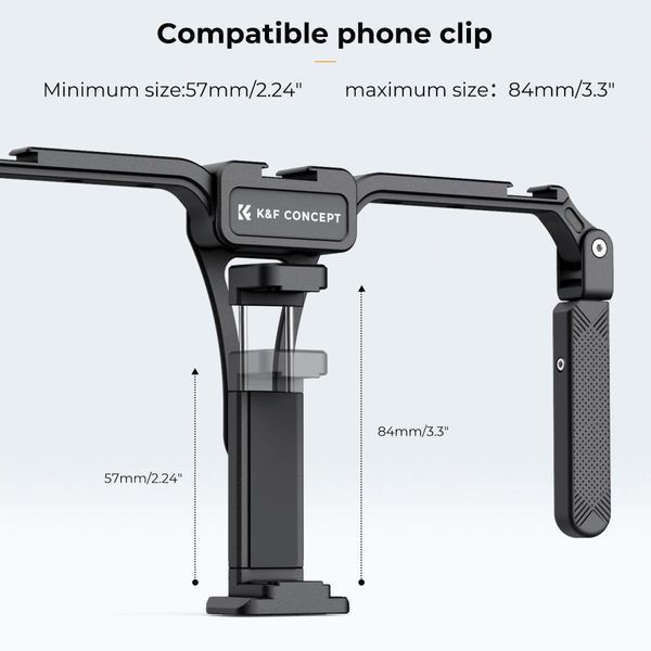 Универсальная складная клетка, видеориг K&F Concept для смартфона шириной 57-84мм с двумя ручками (KF31.092) KF31.092 фото