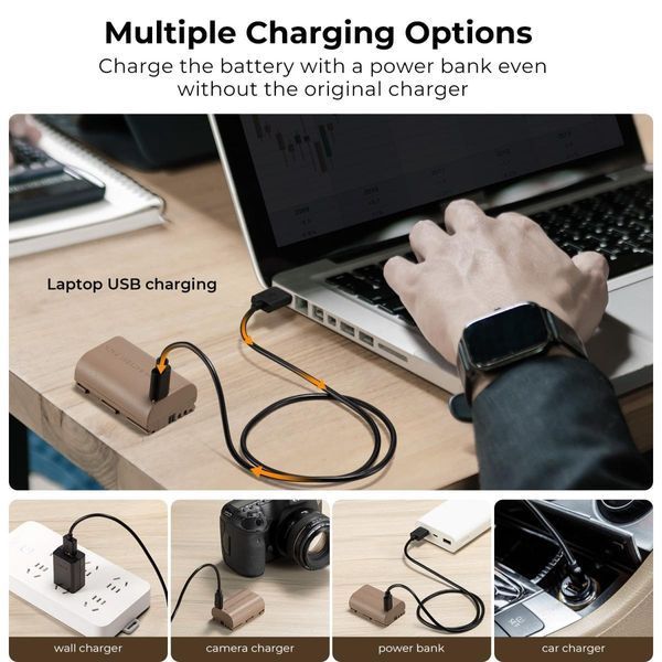 Акумуляторна батарея з виходом Type-C K&F Concept LP-E6NH 2250mAh для Canon (KF28.0022)