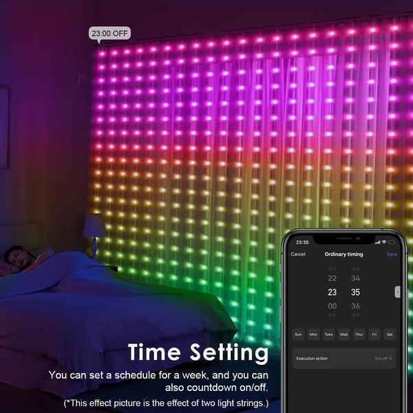 Розумна гірлянда-штора світлодіодна RGB 200LED 3*2м з пультом керування 130203 фото