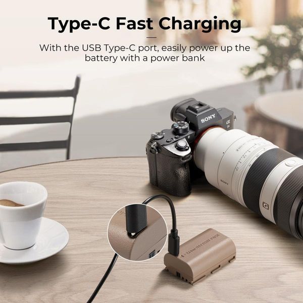 Акумуляторна батарея з виходом Type-C K&F Concept LP-E6NH 2250mAh для Canon (KF28.0022)
