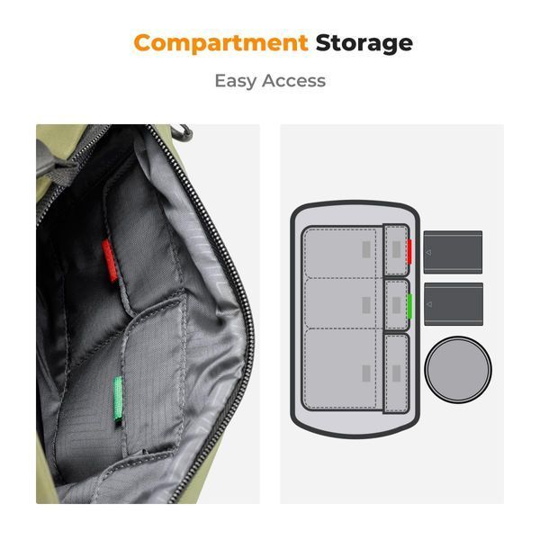 Портативна водонепроникна сумка на одне плече для фотоапарата K&F Concept Alpha Camera Sling Bag 10л Green