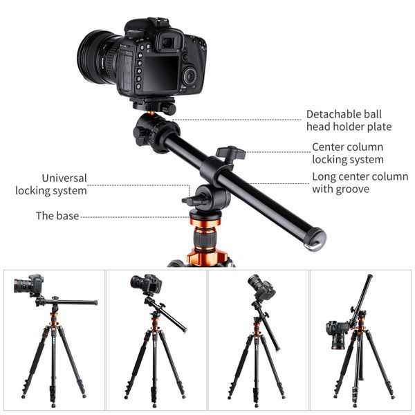 Професійний штатив для камери K&F Concept K234A7+BH-28L із центральною колоною, що обертається на 360&deg; (2м, 10кг) (KF09.087V6)
