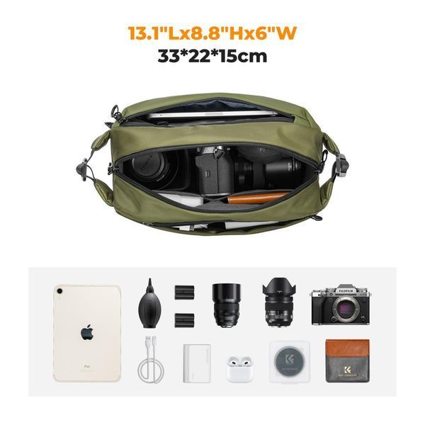 Портативна водонепроникна сумка на одне плече для фотоапарата K&F Concept Alpha Camera Sling Bag 10л Green
