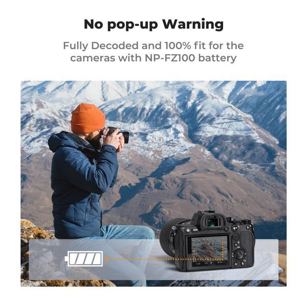 Комплект из 2-х аккумуляторов K&F Concept NP-FZ100 для Sony A7iii A7Riii A7RIV A9 A6600 A6700 2600мА с входом Type C (KF28.0034S1) KF28.0034S1 фото