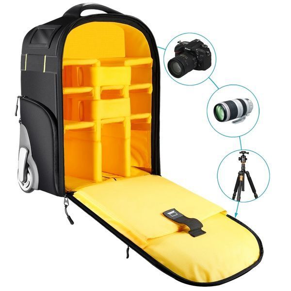 Рюкзак-чемодан Neewer NW-8903 для DSLR камер и аксессуаров 49х33х20см black/yellow 10092542 фото