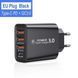 Зарядний пристрій адаптер живлення на 4 порти (3 USB Type-A, 1 USB type-C) із швидкою зарядкою Quick Charge3.0, PD Type-C 60W Blac