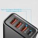 Зарядний пристрій адаптер живлення на 4 порти (3 USB Type-A, 1 USB type-C) із швидкою зарядкою Quick Charge3.0, PD Type-C 60W Blac