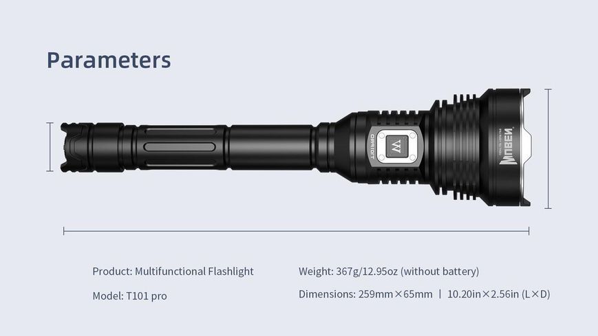 Потужний мисливський ліхтар Wuben T101 Pro (3500Лм, 500м, 2*18650)