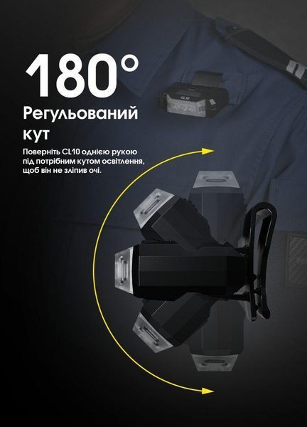Багатофункціональний ліхтар на кліпсі Nitecore CL10 з червоним і синім світлом (45Лм, 2*ААА, 15м)