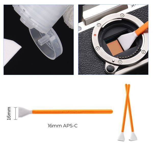 Набор для чистки APS-C матрицы K&F Concept CK02 16mm (16 сухих швабр, 20мл жидкости, пара перчаток) (SKU.1598) SKU.1598 фото