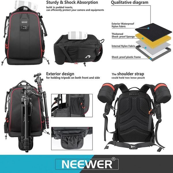 Професійний рюкзак для цифрових фотокамер та аксесуарів Neewer NW-XJB-D2330 PRO 52х34х26см 10087473 фото