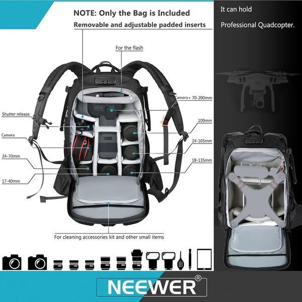 Професійний рюкзак для цифрових фотокамер та аксесуарів Neewer NW-XJB-D2330 PRO 52х34х26см 10087473 фото