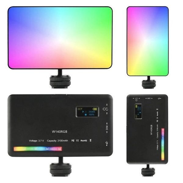 Накамерный свет светодиодная панель видеосвет W140 RGB с регулятором яркости и 20 светоэффектами (2500-9000K, 100508 фото