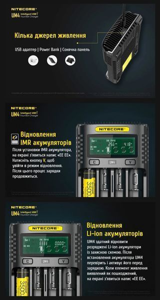 Nitecore UM4 зарядний пристрій 010402 фото