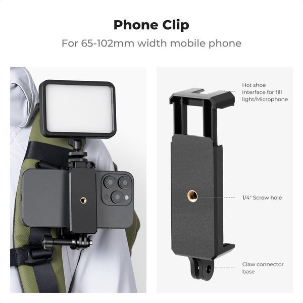 Крепление зажим K&F Concept для смартфонов и экшн-камер GoPro Hero, DJI Osmo Action, Insta360 и др (KF31.114) KF31.114 фото